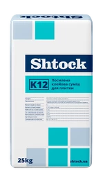 Клейова суміш для плитки Shtock K12 посилена, 25 кг