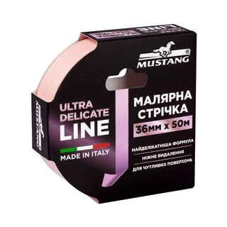 Рисовая малярная лента MUSTANG ULTRA DELICATE LINE розовая 36мм 50м