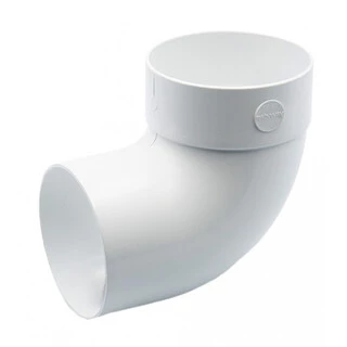 Відвід одномуфтовий Ренвей RainWay 90 білий 87* ф75мм коліно